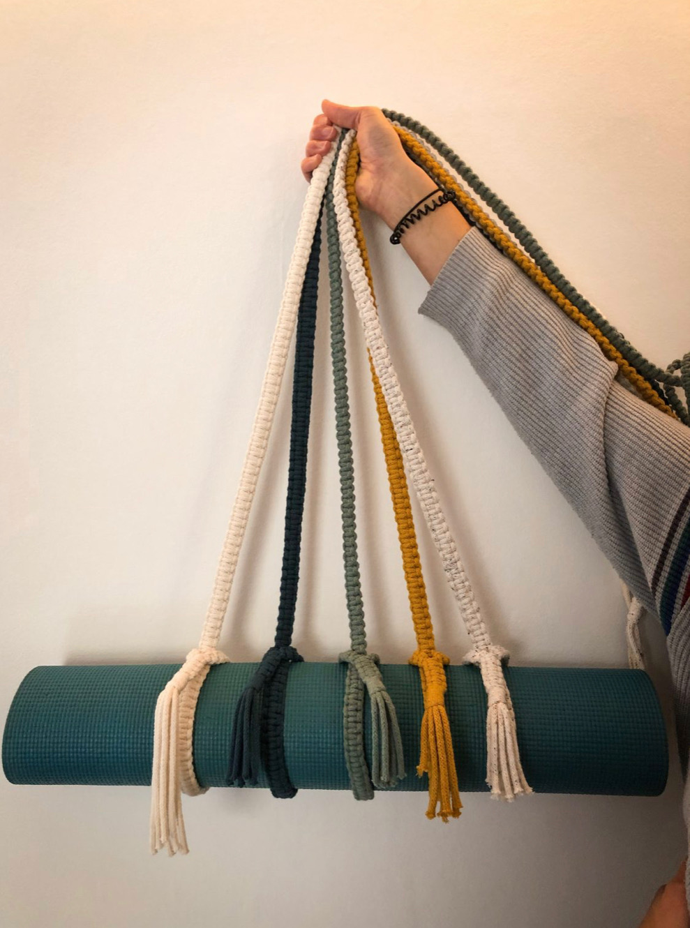 handmade macrame yoga mat strap